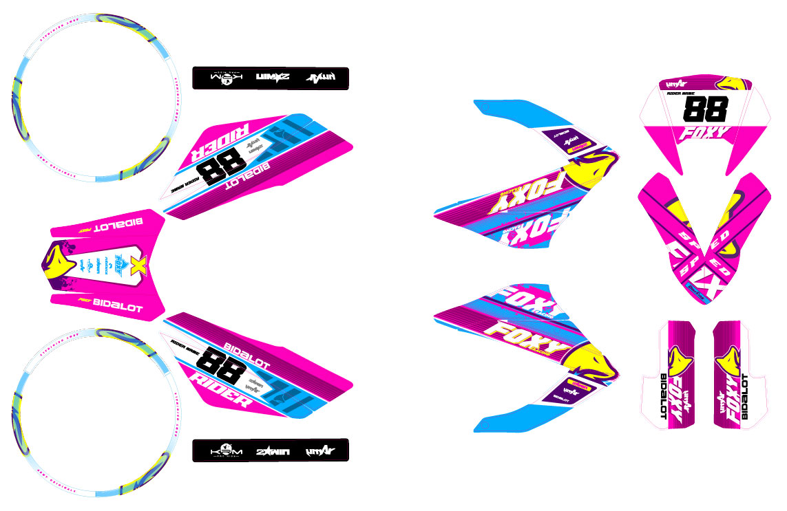 Dekor kit 50cc Masai Razer 50 SM 2012-2025 Pink Fox