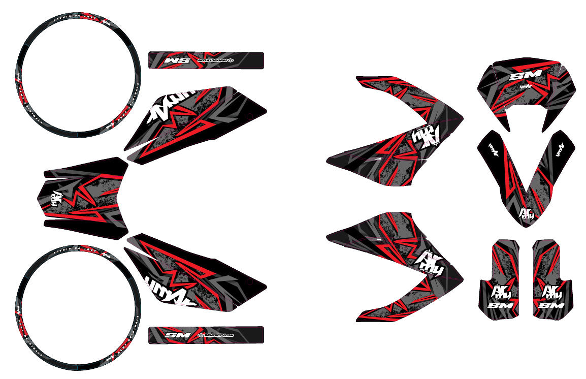 Kit déco 50cc Masai Razer 50 SM 2012-2025 Army Redrum