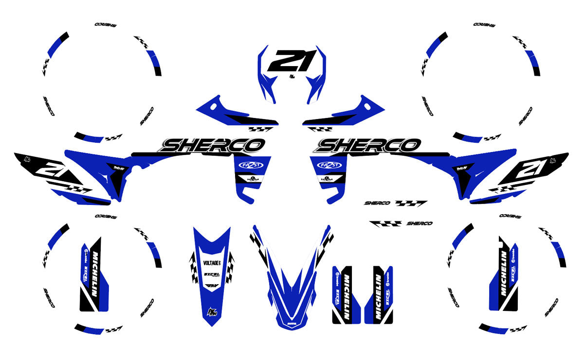 Kit déco Sherco 50cc 2017-2025 Skarp | autocollants moto | personnalisation 50cc | armysctv