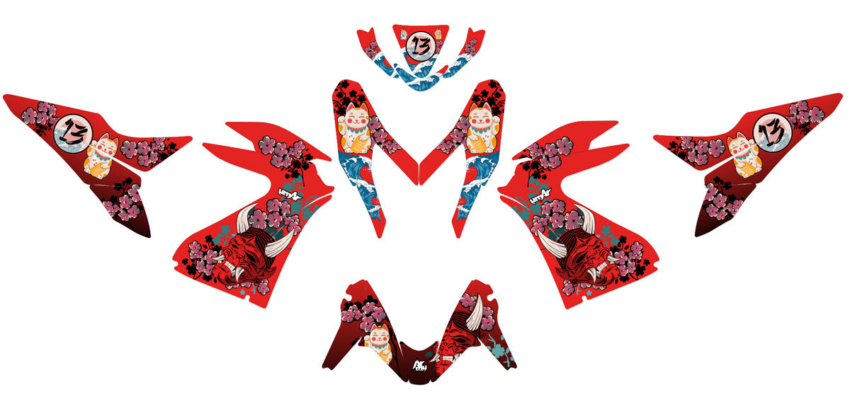 Kit déco 50cc Yamaha Aerox / MBK Nitro 2013-2019 Arigato | autocollants moto | personnalisation 50cc | armysctv