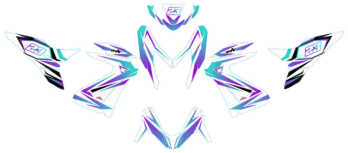 Kit déco 50cc Yamaha Aerox / MBK Nitro 2013-2019 Lys | autocollants moto | personnalisation 50cc | armysctv