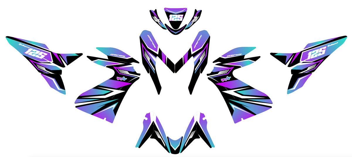 50cc Graphics kit Yamaha Aerox / MBK Nitro 2013-2019 MX Sky | motorcycle stickers | 50cc customization | armysctv