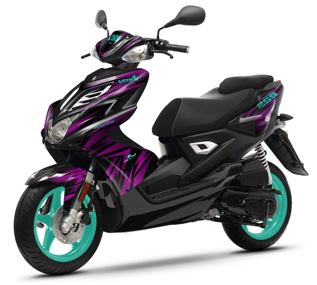 Kit déco 50cc Yamaha Aerox / MBK Nitro 2013-2019 Purplerain | autocollants moto | personnalisation 50cc | armysctv