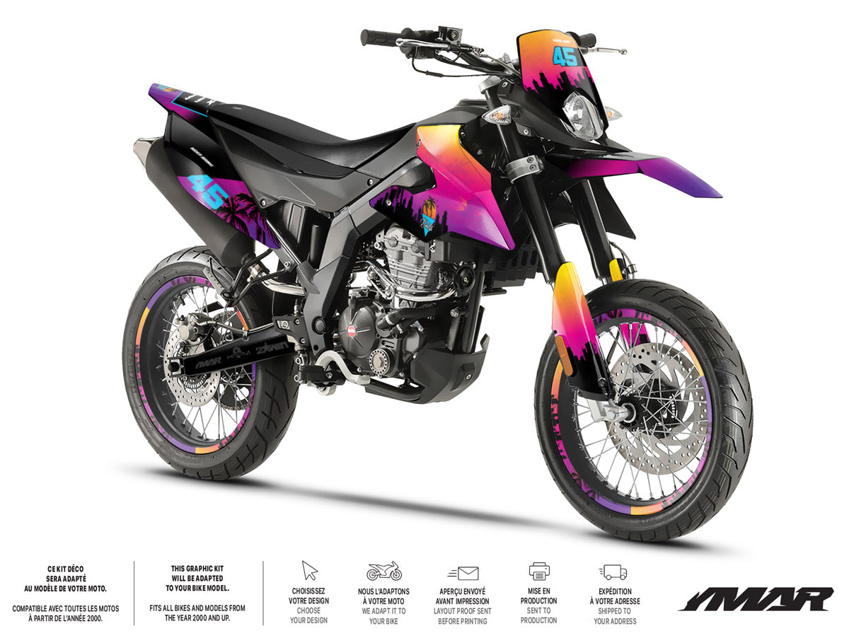 Kit déco moto 125cc Miami - Compatible avec Aprilia SX/RX 2018-2023