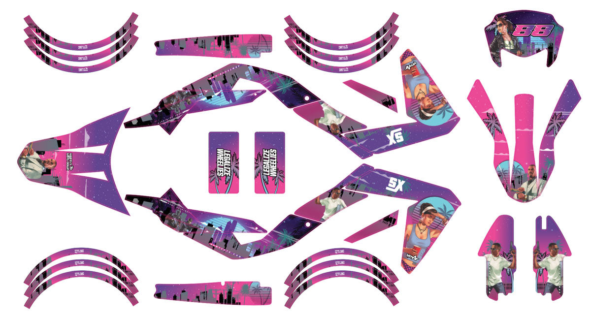 Kit déco 50cc Vice city - Compatible avec Aprilia SX/RX 2006-2017