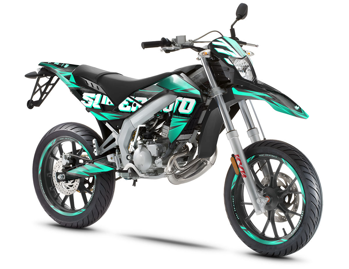 Kit déco 50cc Magix - Compatible avec Aprilia SX/RX 2006-2017 sur moto supermotard moderne et stylée.