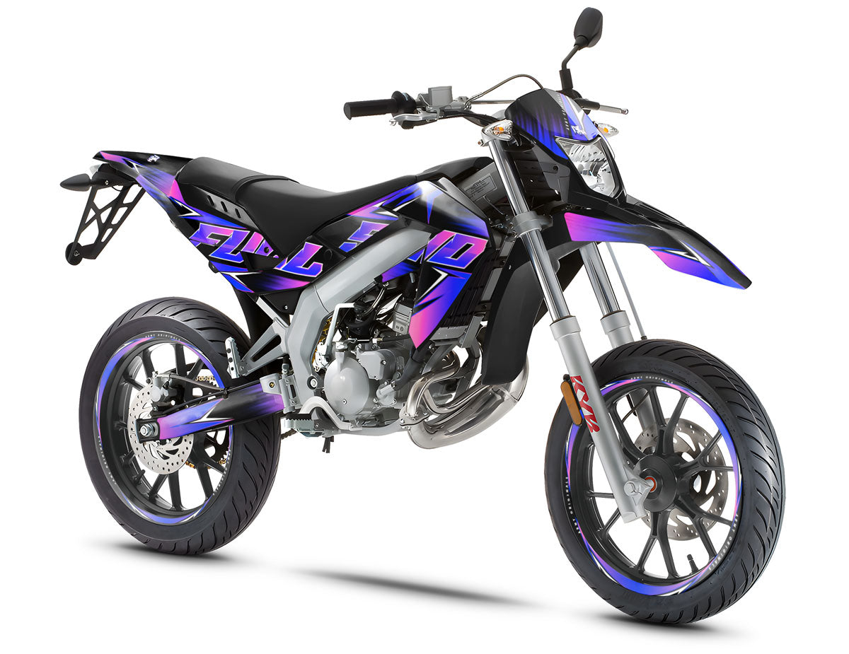 Kit déco 50cc Message Star - Compatible avec Aprilia SX/RX 2006-2017 sur moto supermotard avec design moderne.