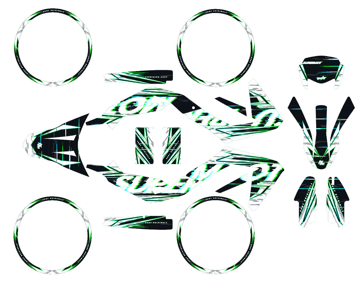 Kit déco 50cc Mr Anderson - Compatible avec Aprilia SX/RX 2006-2017, design moderne, autocollants moto disponibles.