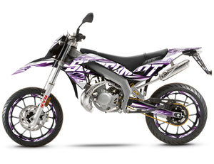 Kit déco 50cc Shaker - Compatible avec Aprilia SX/RX 2006-2017 sur moto noire et violet