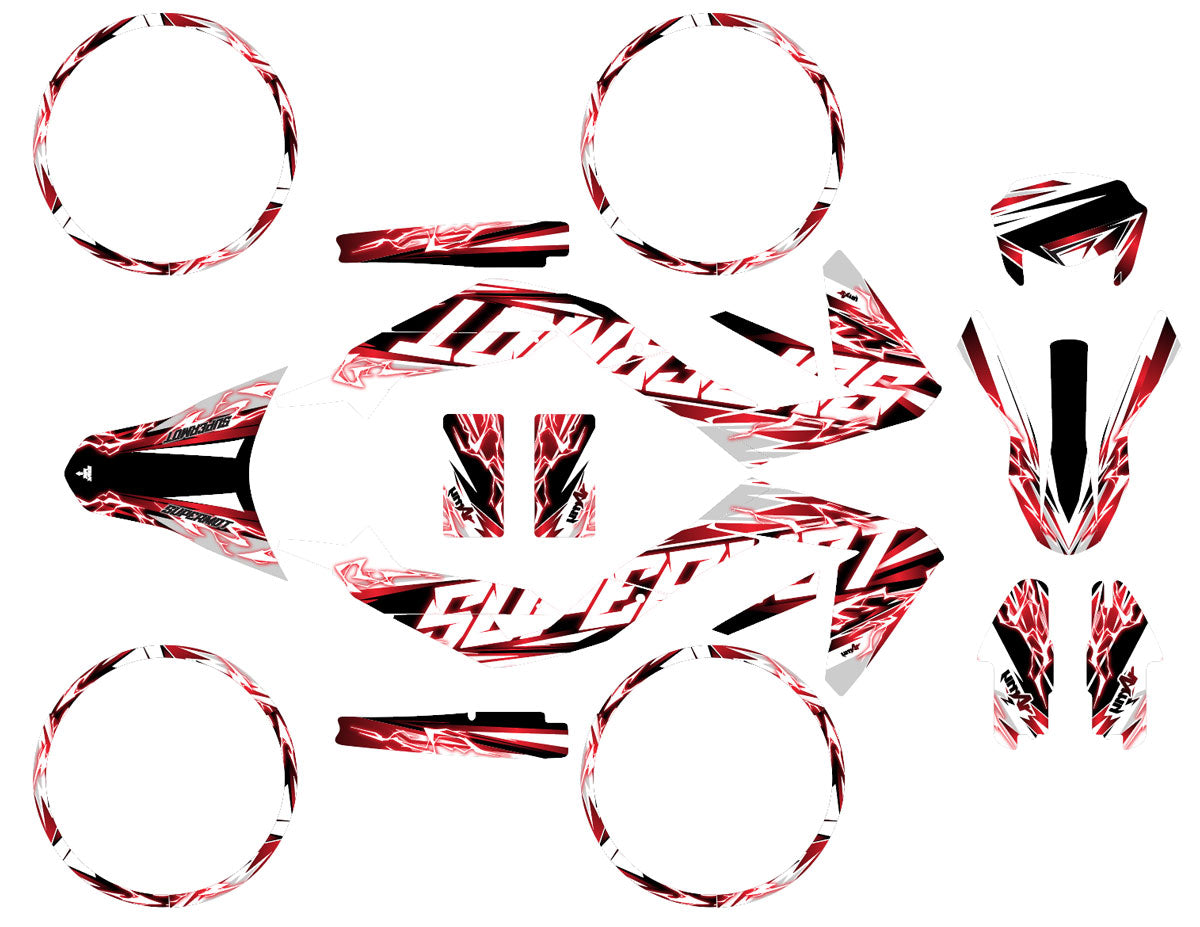 Kit pegatinas 50cc Shaker - Compatible con Aprilia SX/RX 2006-2017, diseño dinámico en rojo y negro para personalización de moto.