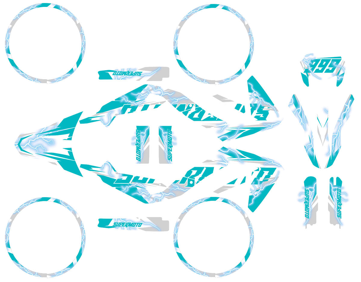 Kit pegatinas 50cc Superlight - Compatible con Aprilia SX/RX 2006-2017 con un diseño moderno con colores y patrones llamativos.