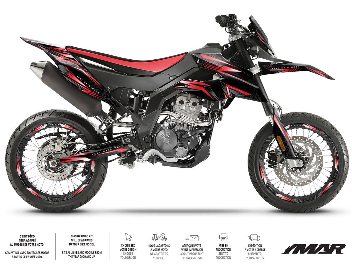 Kit déco moto 125cc Alpha - Compatible avec Aprilia SX/RX 2018-2023 sur une moto avec design sportif.
