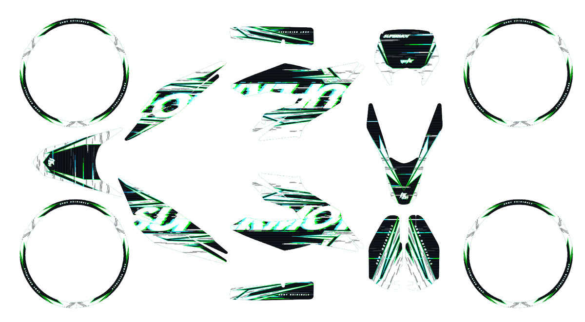 Kit déco moto 125cc Mr Anderson - Compatible avec Aprilia SX/RX 2018-2023 design en vinyle premium avec éléments graphiques modernes.