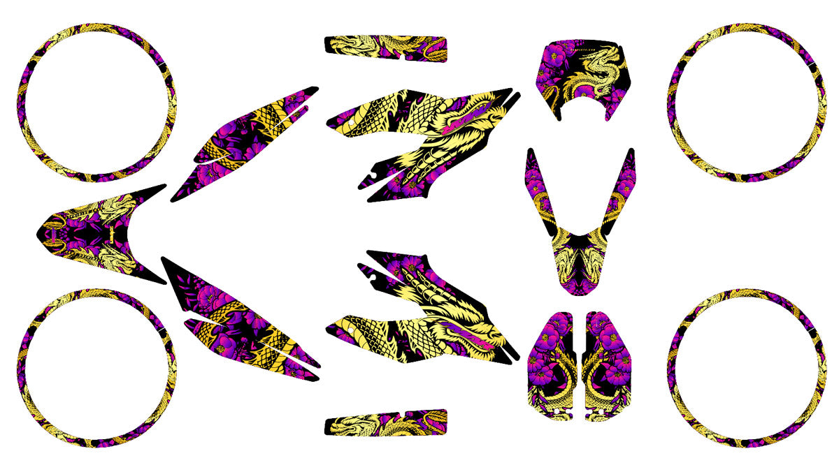 Kit déco moto 125cc Dagoflow - Compatible avec Aprilia SX/RX 2018-2023 design graphique coloré et dynamique.