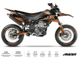 Kit déco moto 125cc Magix - Compatible avec Aprilia SX/RX 2018-2023 sur moto supermotard avec design moderne.