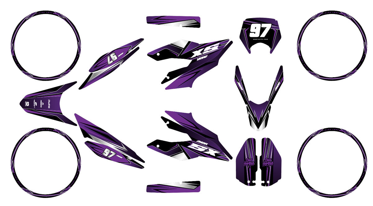 Kit déco moto 125cc Redfast - Compatible avec Aprilia SX/RX 2018-2023 design purple graphics and stickers set