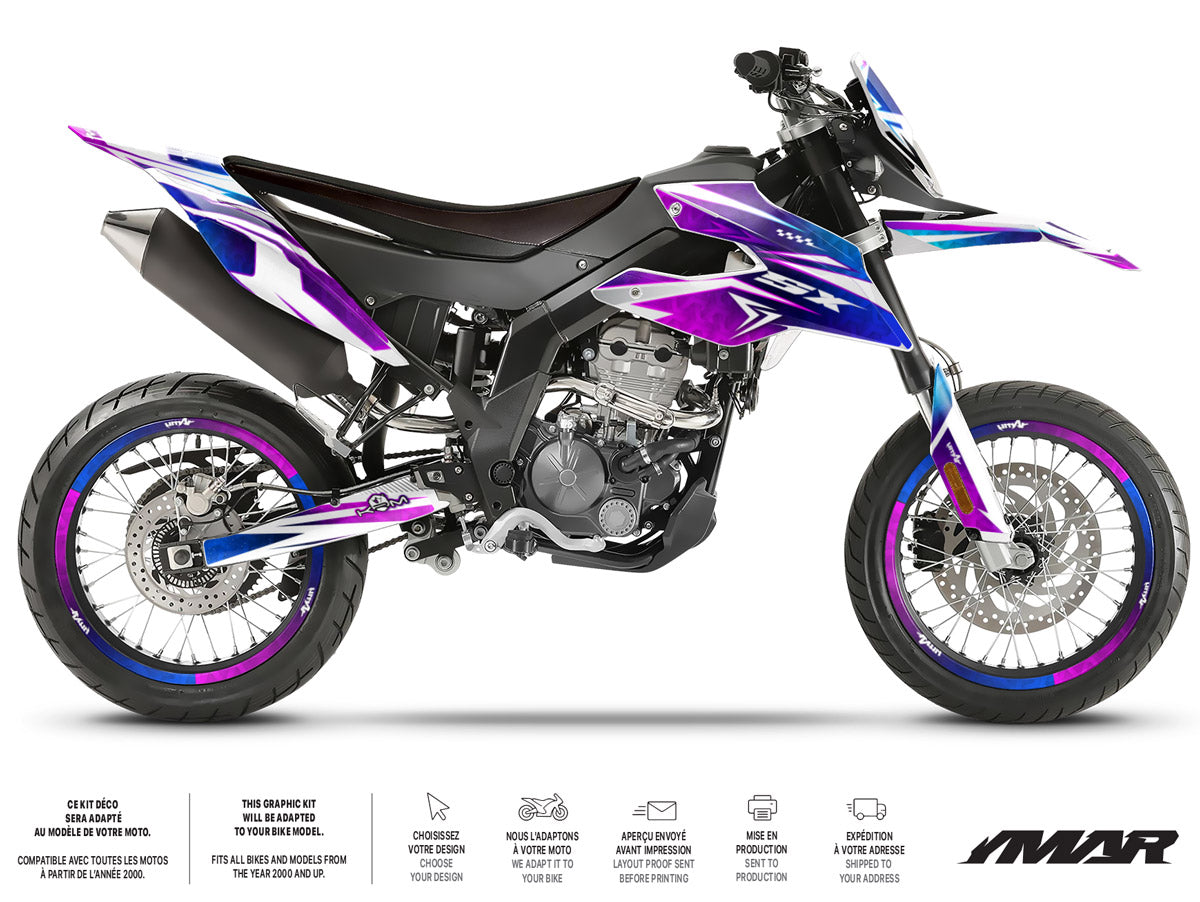 Kit déco moto 125cc R-Force - Compatible avec Aprilia SX/RX 2018-2023 sur moto avec design sportif.