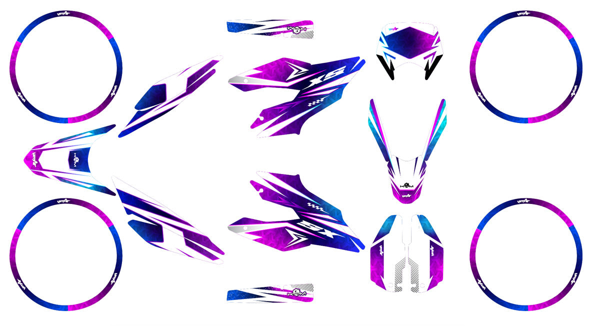 Kit déco moto 125cc R-Force - Compatible avec Aprilia SX/RX 2018-2023 en design sportif et graphique.