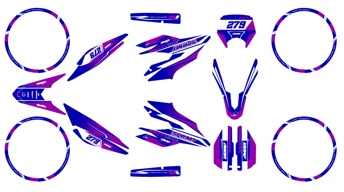 Kit déco moto 125cc Skyrider - Compatible avec Aprilia SX/RX 2018-2023 design graphique en vinyle premium résistant.