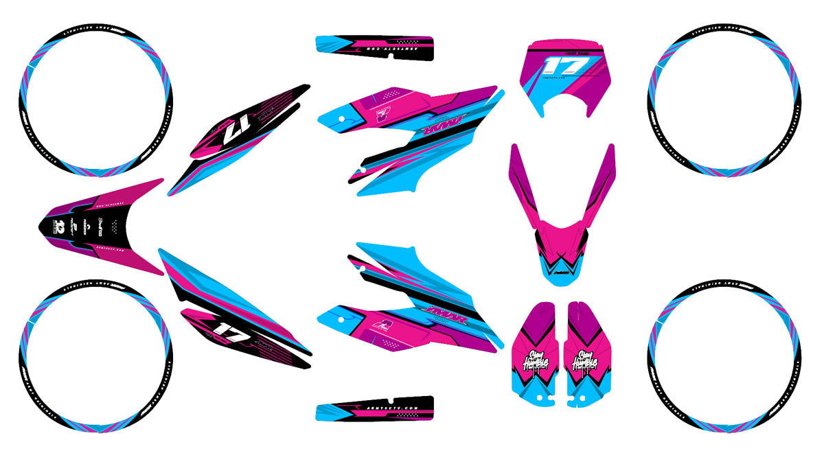 Kit déco moto 125cc Synth - Compatible avec Aprilia SX/RX 2018-2023 avec motifs futuristes en vinyle. 