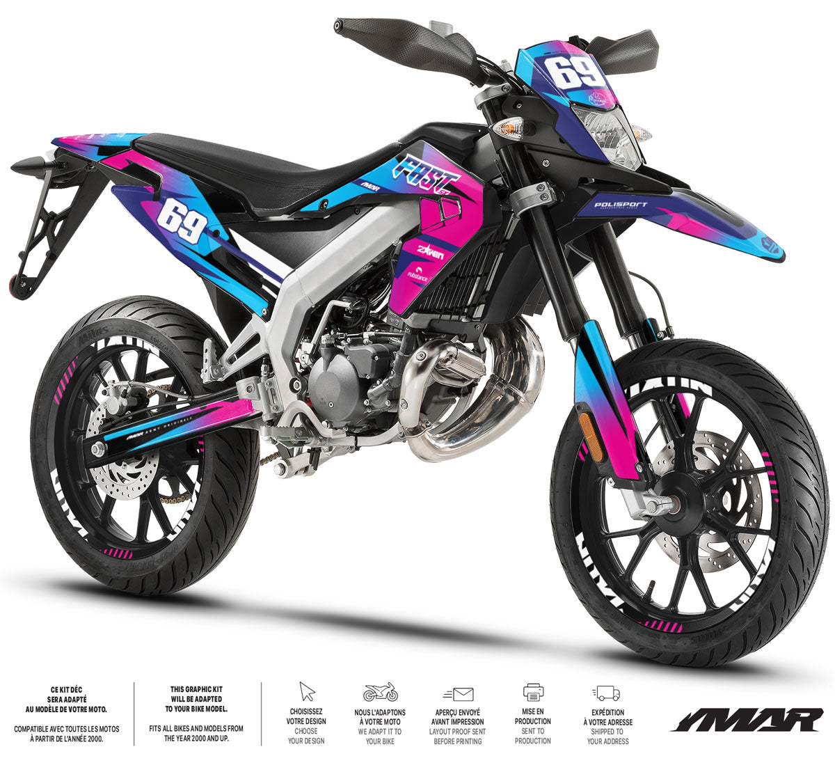 Deko-sett motorsykkel 50cc Blast - Kompatibel med Aprilia SX/RX 2018-2025