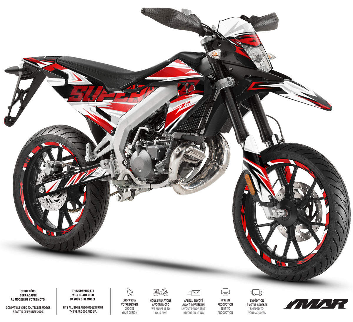 Deko-sett motorsykkel 50cc Courtesy - Kompatibel med Aprilia SX/RX 2018-2025