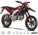 Kit déco moto 50cc Cutvector - Compatible avec Aprilia SX/RX 2018-2025 sur une moto supermotard avec design moderne et esthétique.