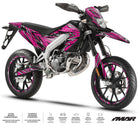 Kit pegatinas moto 50cc Cutvector - Compatible con Aprilia SX/RX 2018-2025 en moto supermotard con diseño gráfico moderno.