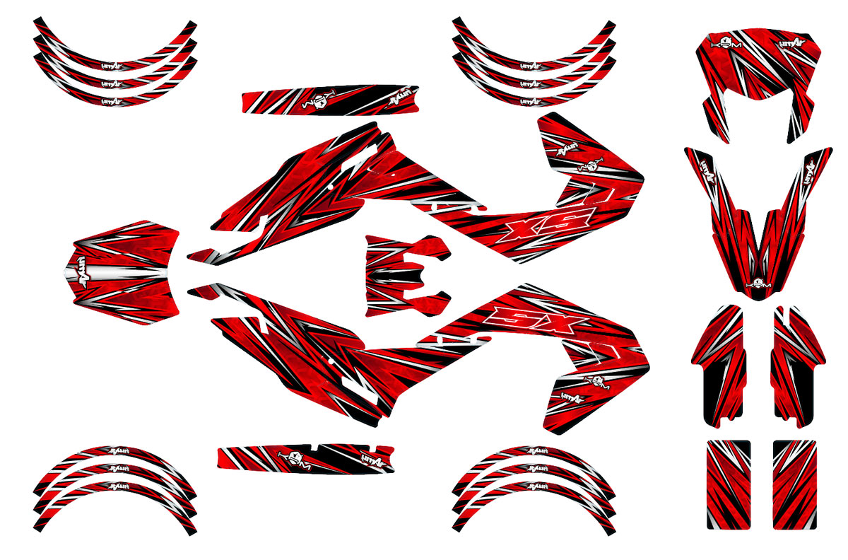 Kit déco moto 50cc Cutvector - Compatible avec Aprilia SX/RX 2018-2025, design moderne et lignes graphiques percutantes.