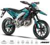 Kit pegatinas moto 50cc Cutvector - Compatible con Aprilia SX/RX 2018-2025 en una supermotard estilizada.