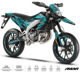 Kit déco moto 50cc Cutvector - Compatible avec Aprilia SX/RX 2018-2025 sur une supermotard stylisée.