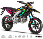 Deko-sett motorsykkel 50cc Eclipse - Kompatibel med Aprilia SX/RX 2018-2025 på en fargerik motorsykkelgrafikk.