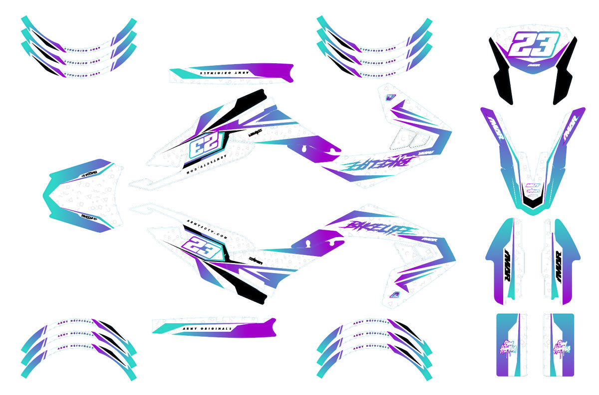 Kit déco moto 50cc Lys - Compatible avec Aprilia SX/RX 2018-2025, design moderne et élégant en vinyle premium.