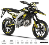 Kit déco moto 50cc Magix - Compatible avec Aprilia SX/RX 2018-2025 sur une moto supermotard au design audacieux.