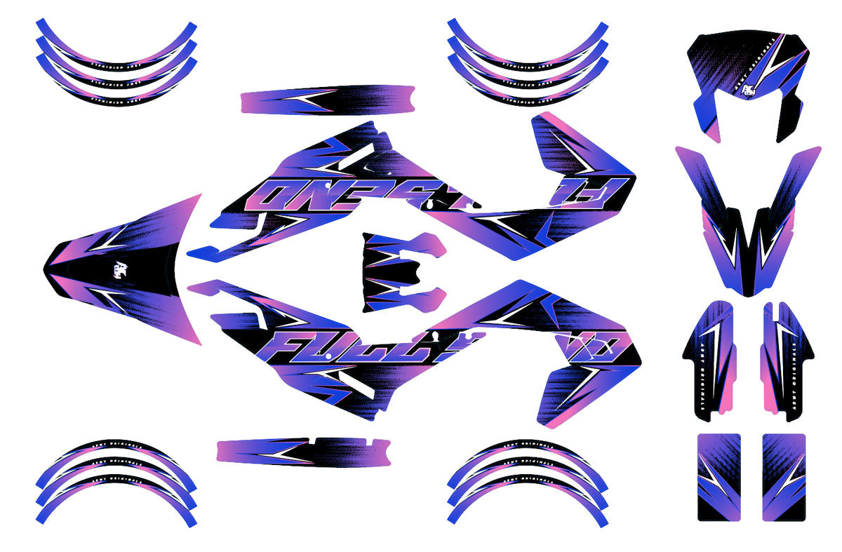 Kit déco moto 50cc Message Star - Compatible avec Aprilia SX/RX 2018-2025, design en vinyle premium et autocollants colorés.