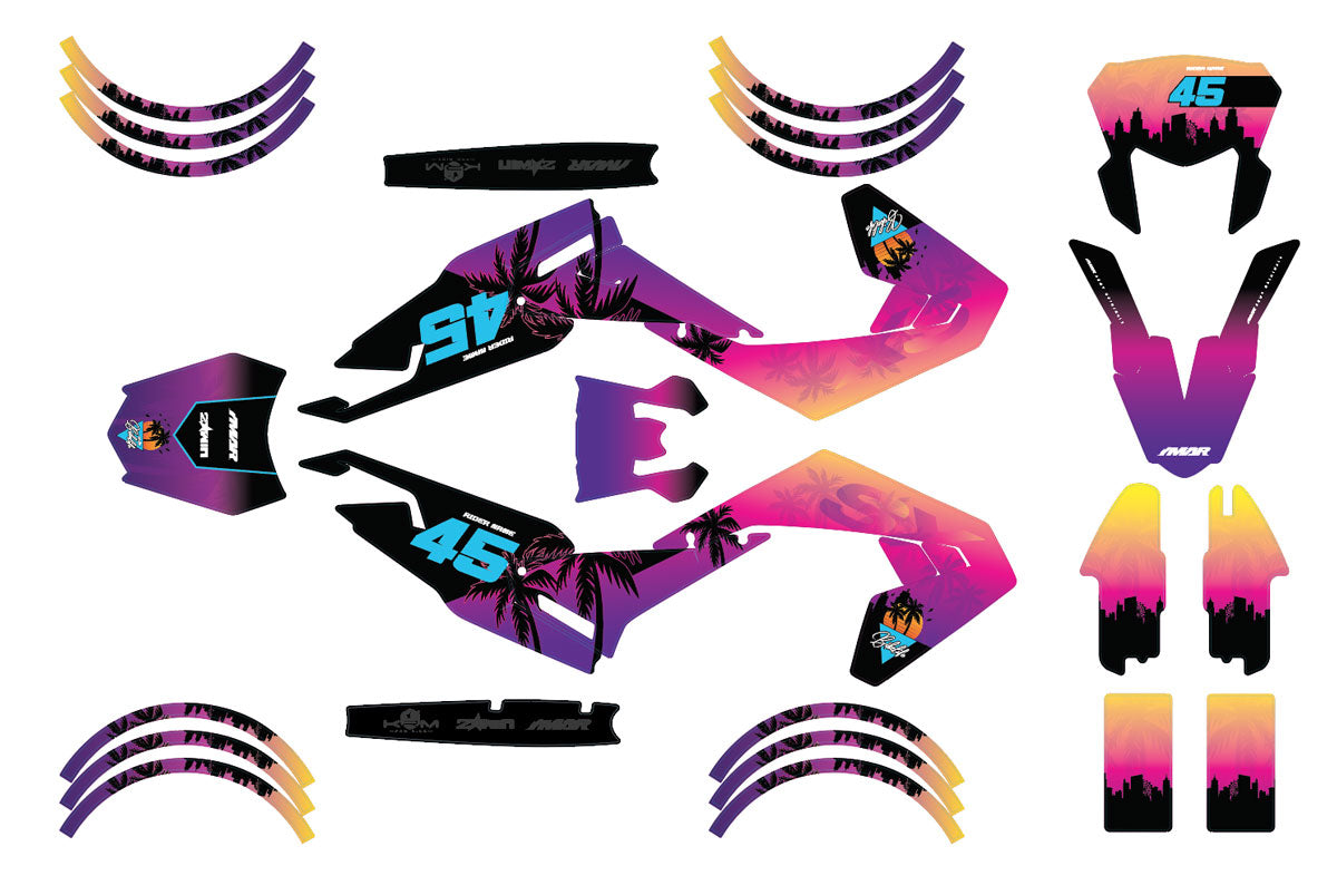 Dekor kit Motorrad 50cc Miami - Kompatibel mit Aprilia SX/RX 2018-2025