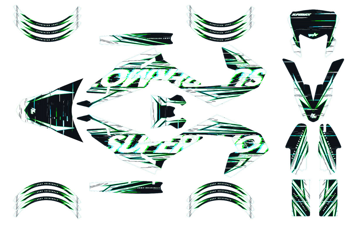 Kit déco moto 50cc MR Anderson - Compatible avec Aprilia SX/RX 2018-2025, design graphique moderne en vinyle.