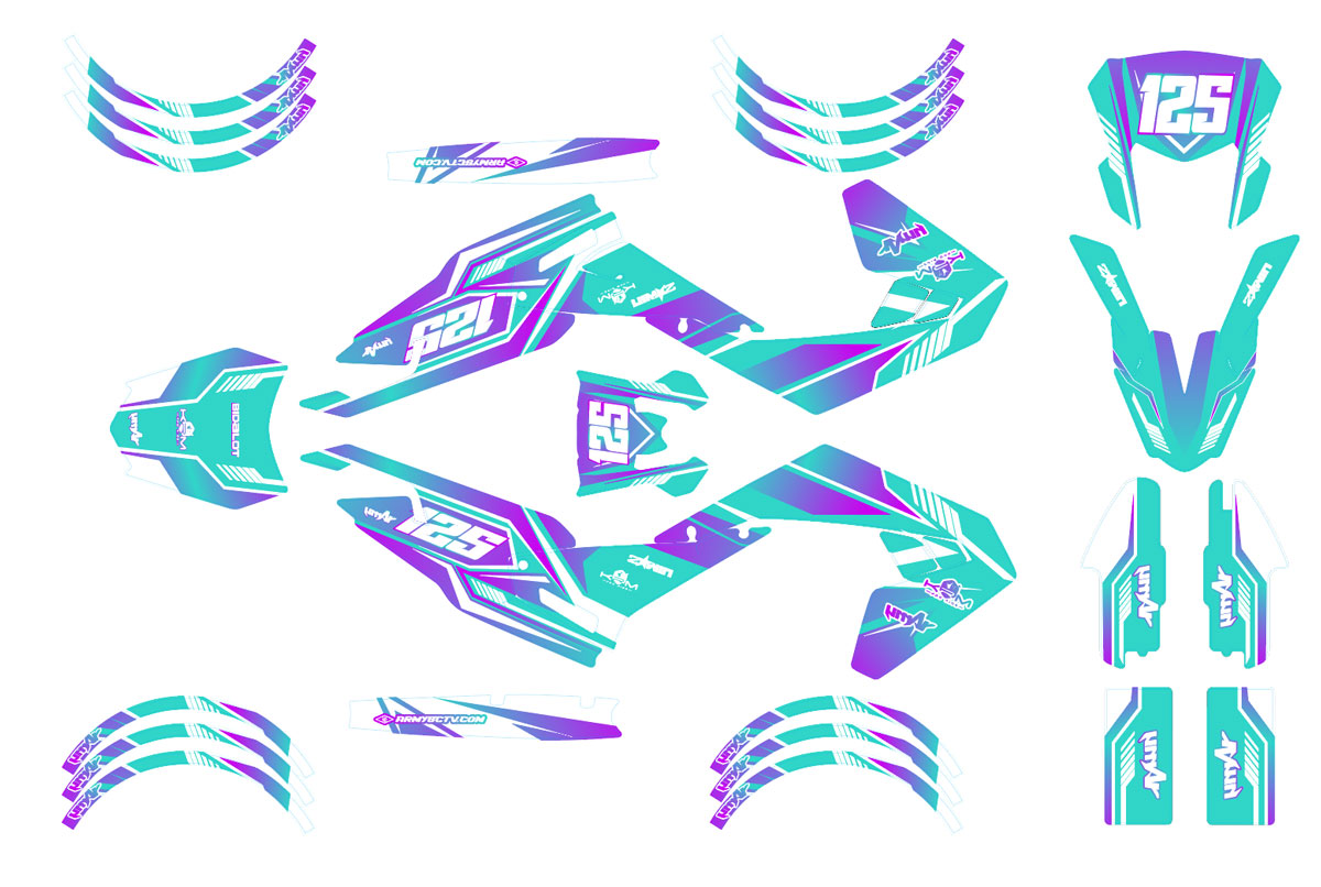 Dekor kit Motorrad 50cc MX Sky - Kompatibel mit Aprilia SX/RX 2018-2025