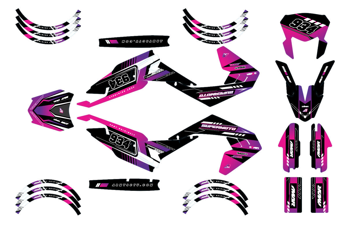 Kit déco moto 50cc Nerine - Compatible avec Aprilia SX/RX 2018-2025, design graphique moderne pour personnaliser votre moto.