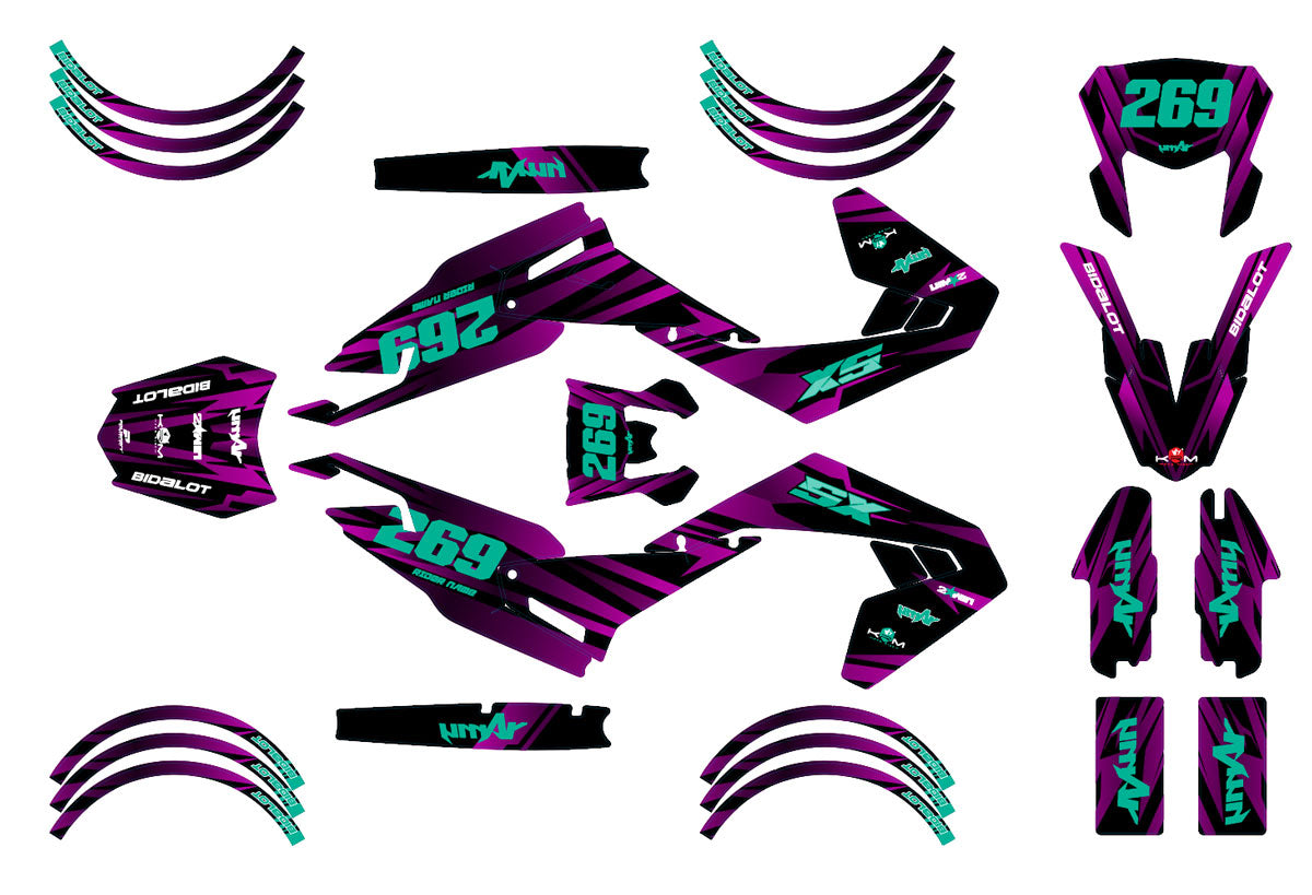 Dekor kit Motorrad 50cc Purple Rain - Kompatibel mit Aprilia SX/RX 2018-2025