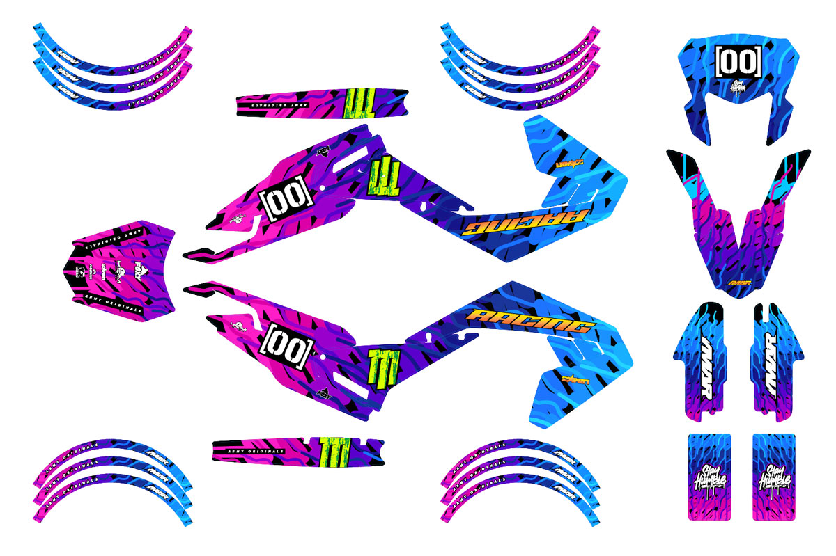 Kit déco Aprilia RX 50cc 2018-2025 Sparkler pour personnaliser votre moto avec un design énergique et coloré.