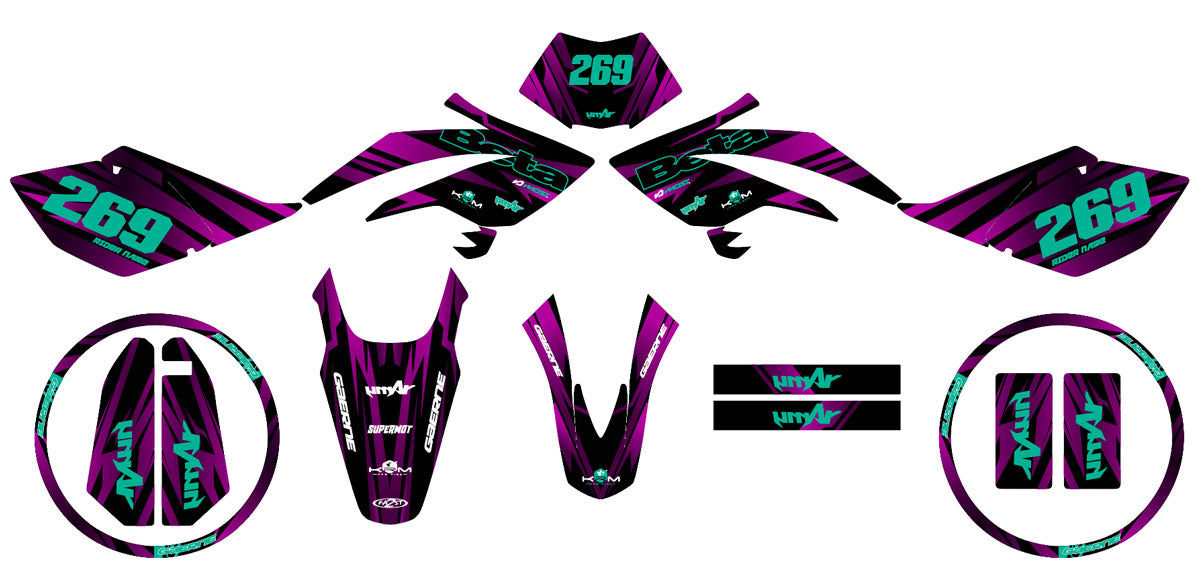Kit pegatinas Beta RR 50 Motard 2006-2010 Lluvia loca | pegatinas para moto | personalización 50cc | armysctv