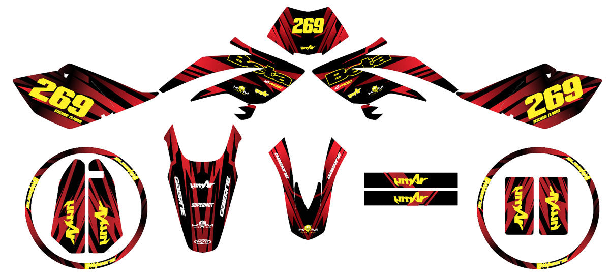 Kit pegatinas Beta RR 50 Motard 2006-2010 Lluvia loca | pegatinas para moto | personalización 50cc | armysctv