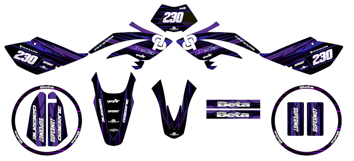 Kit pegatinas Beta RR 50 Motard 2006-2010 de oro y platino | pegatinas para moto | personalización 50cc | armysctv