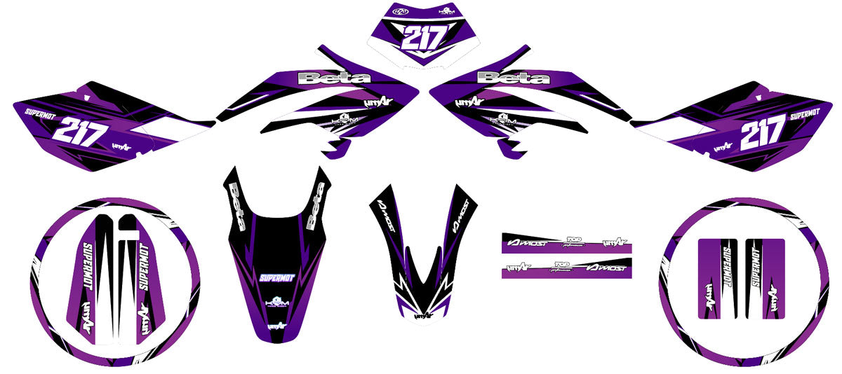 Kit pegatinas Beta RR 50 Motard 2006-2010 Lilaks | pegatinas para moto | personalización 50cc | armysctv