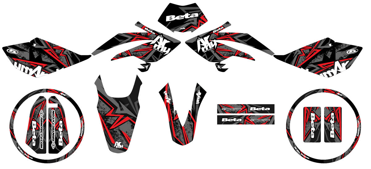 Kit pegatinas Beta RR 50 Motard 2006-2010 Army Redrum | pegatinas para moto | personalización 50cc | armysctv