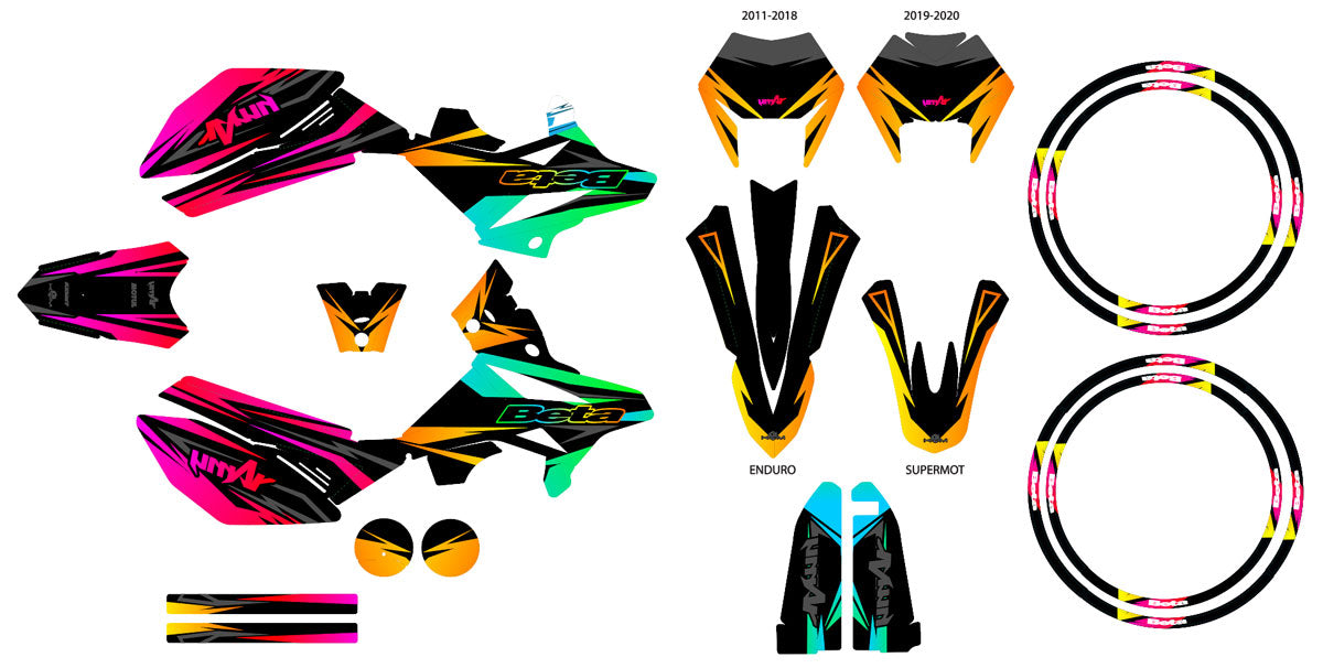 Kit pegatinas Beta RR 50cc Racing 2011-2020 Eclipse | pegatinas para moto | personalización 50cc | armysctv