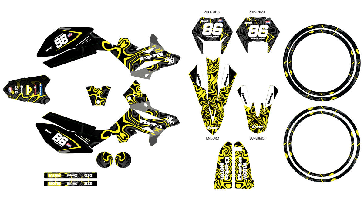 Kit pegatinas Beta RR 50cc Racing 2011-2020 Olas | pegatinas para moto | personalización 50cc | armysctv