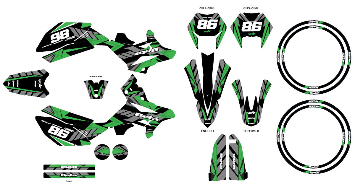 Kit pegatinas Beta RR 50cc Racing 2011-2020 Army Frost | pegatinas para moto | personalización 50cc | armysctv
