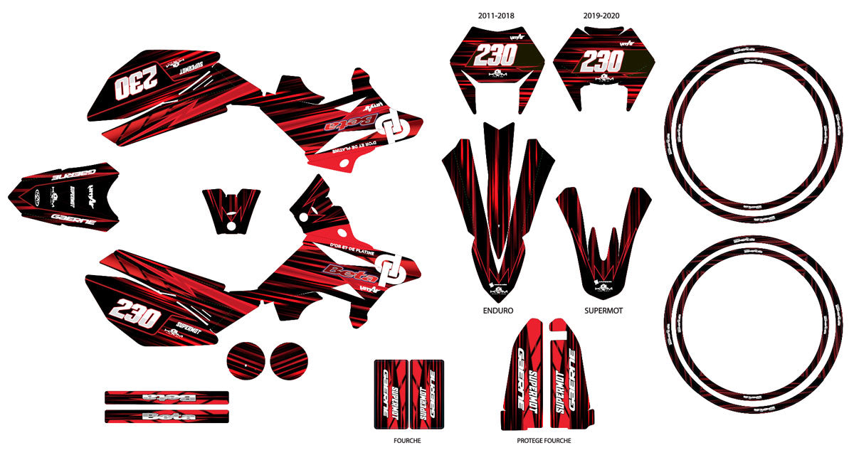 Kit pegatinas Beta RR 50cc Racing 2011-2020 de oro y platino | pegatinas para moto | personalización 50cc | armysctv